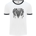 Tribal Bull Skull Buffalo Mens White Ringer T-Shirt White/Black