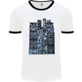 Speaker Stack Music HI-FI Mens White Ringer T-Shirt White/Black