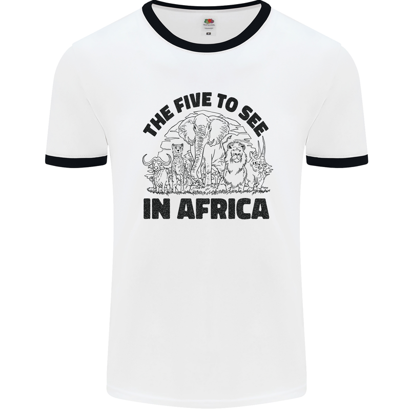 The Five Wild Animas to See in Africa Mens White Ringer T-Shirt White/Black