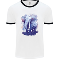 An Elephant Watercolour Mens Ringer T-Shirt White/Black