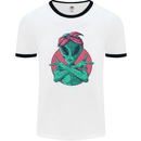 Funny Alien Gangster UFO 2Pac Rap Music Mens White Ringer T-Shirt White/Black