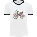 Cycling Steampunk Bicycle Bike Cyclist Mens White Ringer T-Shirt White/Black