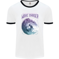 Wave Chaser Surfing Surfer Mens Ringer T-Shirt White/Black