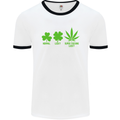 St. Patrick's Day Lucky Weed Drugs Funny Mens White Ringer T-Shirt White/Black