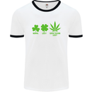 St. Patrick's Day Lucky Weed Drugs Funny Mens White Ringer T-Shirt White/Black