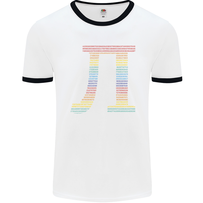 Rainbow Pie Day Maths Mathematics LGBT Mens White Ringer T-Shirt White/Black