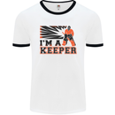 Hockey I'm a Keeper Funny Ice Street Mens White Ringer T-Shirt White/Black