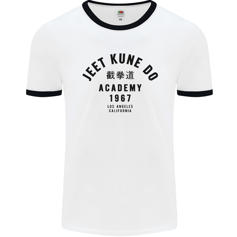 Jeet Kune Do Academy MMA Martial Arts Mens White Ringer T-Shirt White/Black