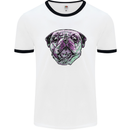 A Pug Face Dog Mens Ringer T-Shirt White/Black