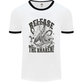 Release the Kraken Cthulhu Sea Creature Mens White Ringer T-Shirt White/Black