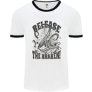 Release the Kraken Cthulhu Sea Creature Mens White Ringer T-Shirt White/Black