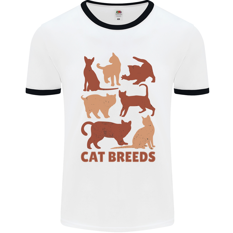 Cat Breeds Mens White Ringer T-Shirt White/Black