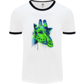 Giraffe Watercolour Mens White Ringer T-Shirt White/Black