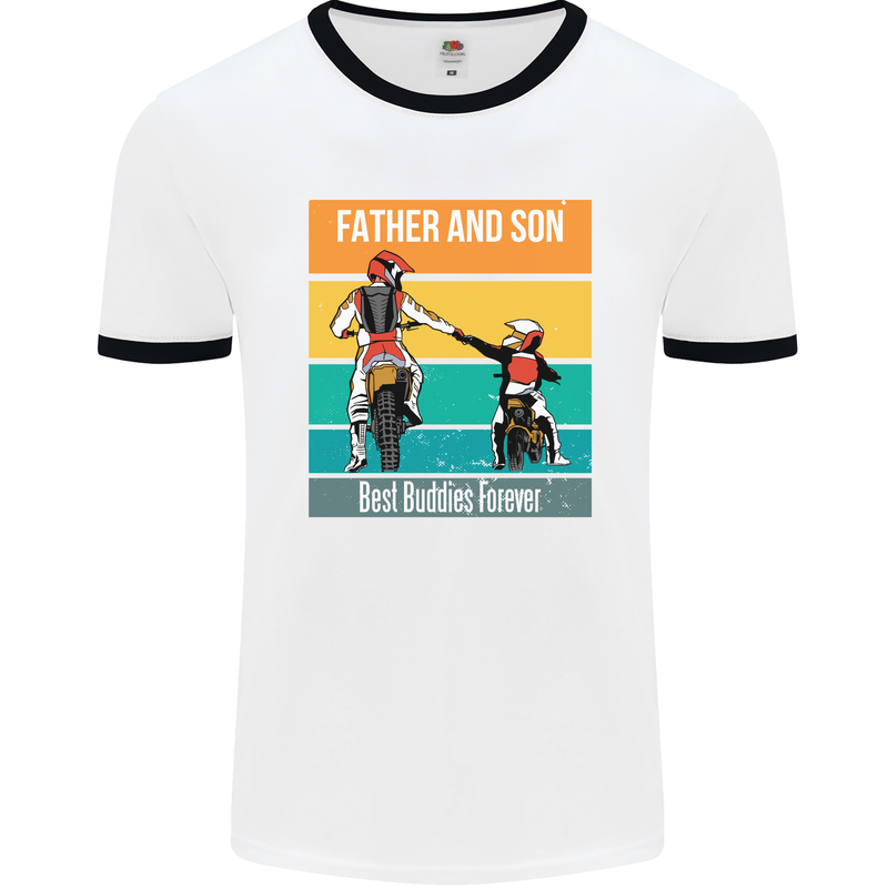 Motocross Father & Son Father's Day Mens White Ringer T-Shirt White/Black