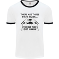 Three Fish Sizes Funny Fishing Fisherman Mens White Ringer T-Shirt White/Black