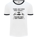 Three Fish Sizes Funny Fishing Fisherman Mens White Ringer T-Shirt White/Black