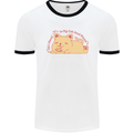 Cat and Pizza Funny Antisocial Mens White Ringer T-Shirt White/Black