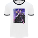 Anime Fairy Biker Japan Motorbike Motorcyle Mens White Ringer T-Shirt White/Black