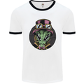 Steampunk Alien Mens White Ringer T-Shirt White/Black