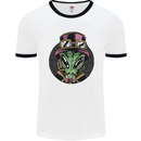 Steampunk Alien Mens White Ringer T-Shirt White/Black