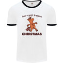 Gingerbread Man Unicorn Christmas Mens White Ringer T-Shirt White/Black