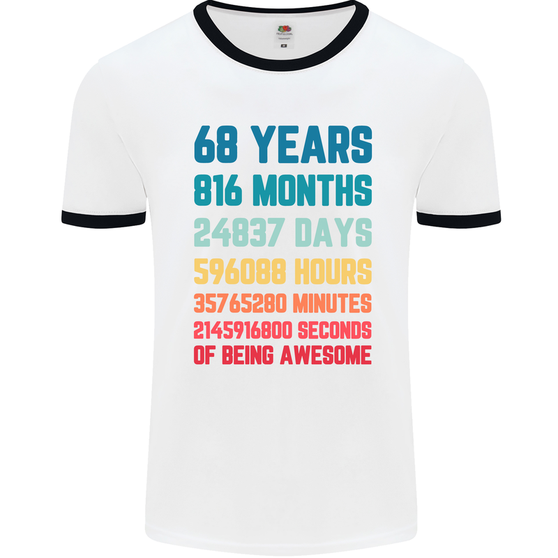 68th Birthday 68 Year Old Mens Ringer T-Shirt White/Black