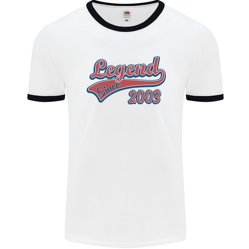 Legend Since 20th Birthday 2003 Mens Ringer T-Shirt White/Black