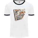 Pachinko Machine Arcade Game Pinball Mens White Ringer T-Shirt White/Black