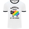 Rainbow Sheep Funny LGBT Gay Pride Day Mens White Ringer T-Shirt White/Black