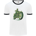 Biker Green Cafe Racer Motorbike Motorcycle Mens White Ringer T-Shirt White/Black