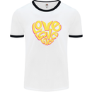 Love Word Art Heart Shape Anti-War Hippy Mens White Ringer T-Shirt White/Black