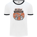 Old School Biker Bicycle Chopper Cycling Mens White Ringer T-Shirt White/Black