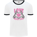 Love Never Ends Gothic Valentine's Day Mens White Ringer T-Shirt White/Black