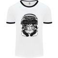 Ghetto Blaster Skull Mens White Ringer T-Shirt White/Black