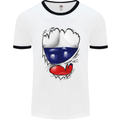 Gym Russian Flag Ripped Muscles Russia Mens White Ringer T-Shirt White/Black