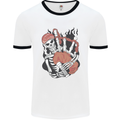 Bagpipes Skeleton Mens Ringer T-Shirt White/Black