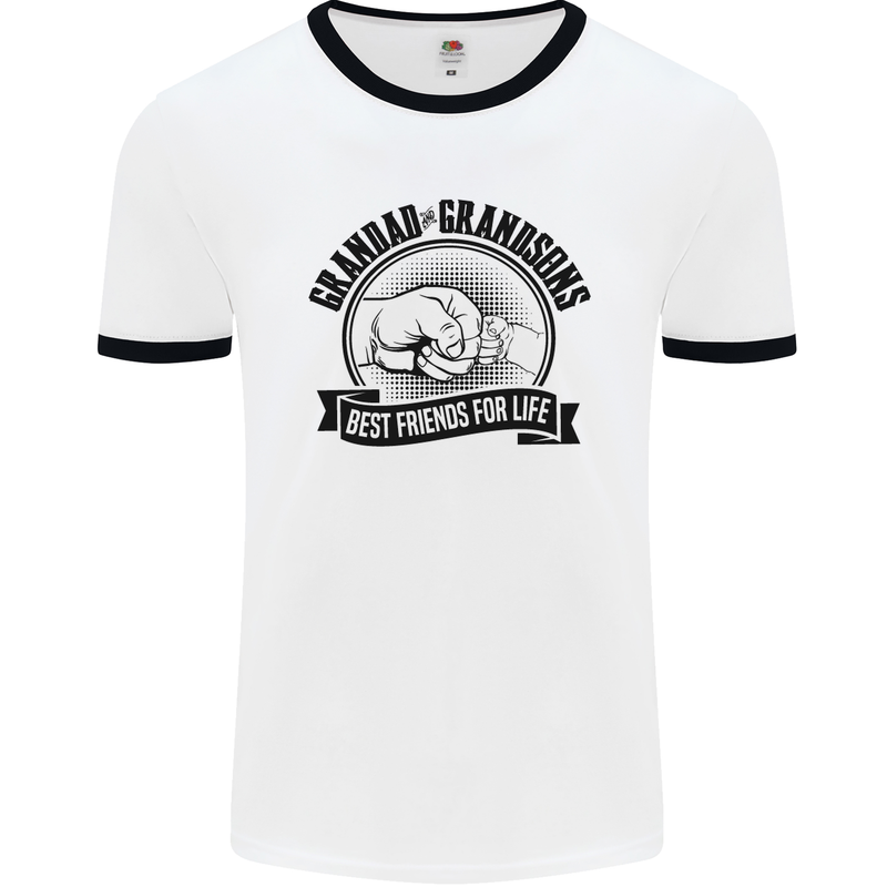 Grandad & Grandsons Grandparent's Day Mens White Ringer T-Shirt White/Black