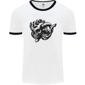 Turbo Skull Car Enthusiast Engine Drifting Mens White Ringer T-Shirt White/Black