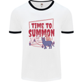 Time to Summon Cats Let's Summon Demons Mens White Ringer T-Shirt White/Black