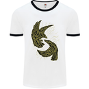 The Viking Raven Symbol Odin Ragnar Tribal Mens White Ringer T-Shirt White/Black