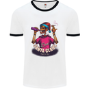 Bad Santa Claus Funny Skull Beer Alcohol Mens Ringer T-Shirt White/Black