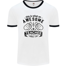 Awesome Teacher Looks Like Teaching Funny Mens White Ringer T-Shirt White/Black