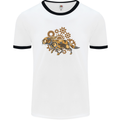 Steampunk Fox Mens Ringer T-Shirt White/Black