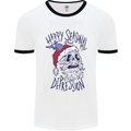 Christmas Bah Humbug Skull Scrouge Mens White Ringer T-Shirt White/Black