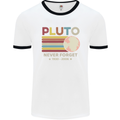 Pluto Never Forget Space Astronomy Planet Mens White Ringer T-Shirt White/Black