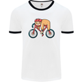 Cycling Sleeping Sloth Bicycle Cyclist Mens White Ringer T-Shirt White/Black