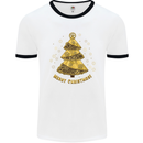 Steampunk Christmas Tree Mens White Ringer T-Shirt White/Black
