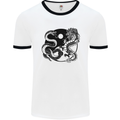 Yin Yang Dragons Japan Japanese Mens White Ringer T-Shirt White/Black