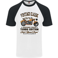 Vintage Classic Motorcycle Motorbike Biker Mens S/S Baseball T-Shirt White/Black