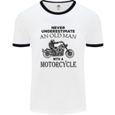 Old Man With a Motorcyle Biker Motorcycle Mens White Ringer T-Shirt White/Black
